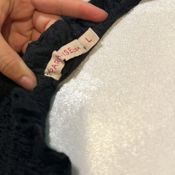 black eyelet front Paradise USA body on dress size large - Picture 3 of 6